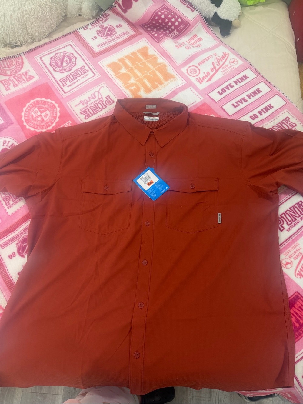 Columbia Men's Short-Sleeve Button-Down Shirt - Rust Red